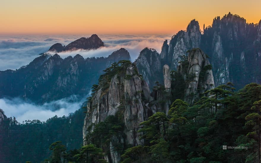 Sunrise at Huangshan, China