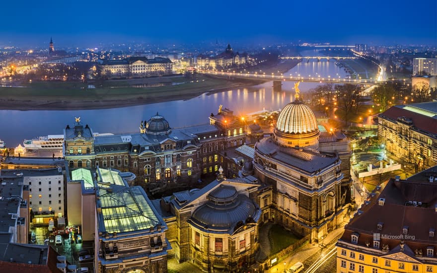 View from the Frauenkirche to the old town and the Elbe, Dresden, Saxony