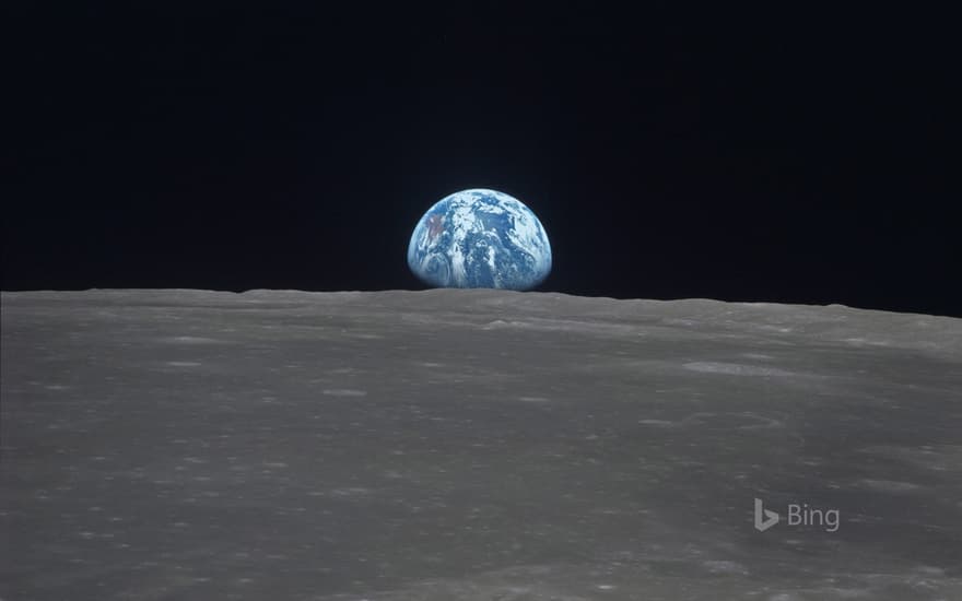 Earthrise across Mare Smythii on the moon