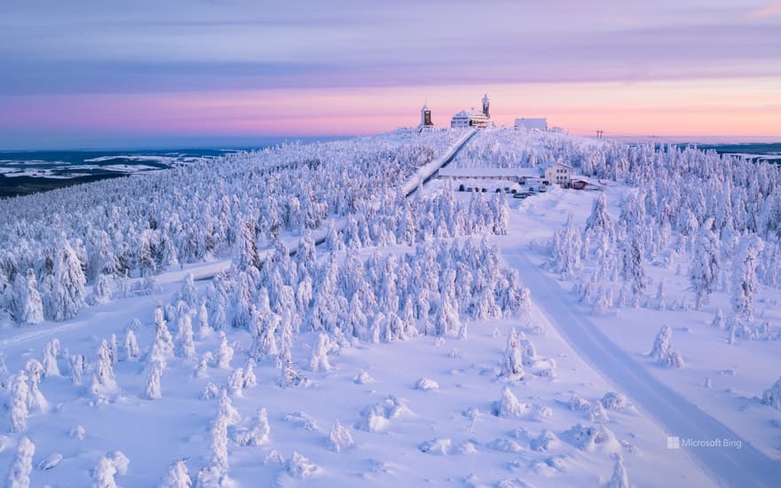 Hotel Fichtelberghaus and weather station on Fichtelberg Mountain, Ore Mountains, Saxony, Germany