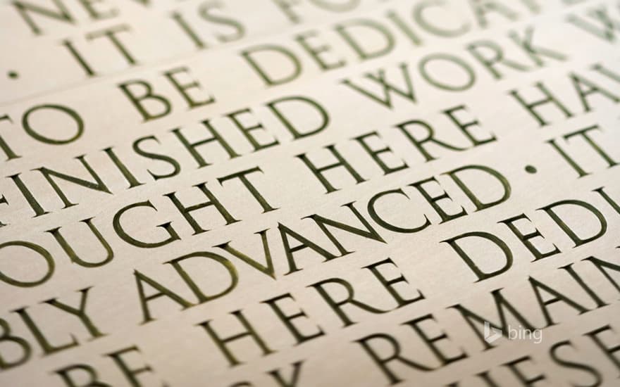 Engraving of the Gettysburg Address at the Lincoln Memorial, Washington, D.C.