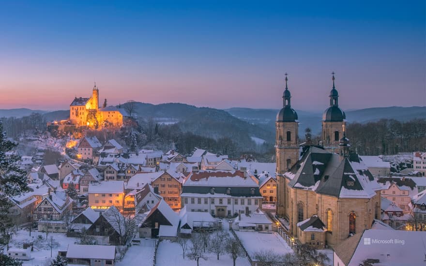 View over the village of Gößweinstein and Gössweinstein castle, Bavaria, Germany