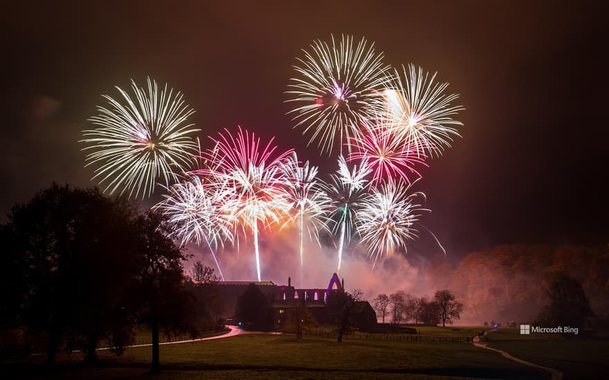 Fireworks at Bolton Priory, North Yorkshire on Guy Fawkes Night 2015