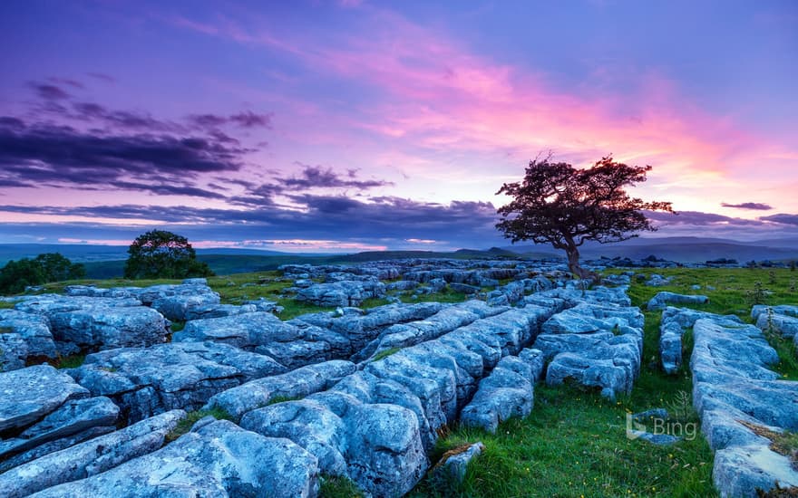 Sunset over Winskill Stones in the Yorkshire Dales National Park, England